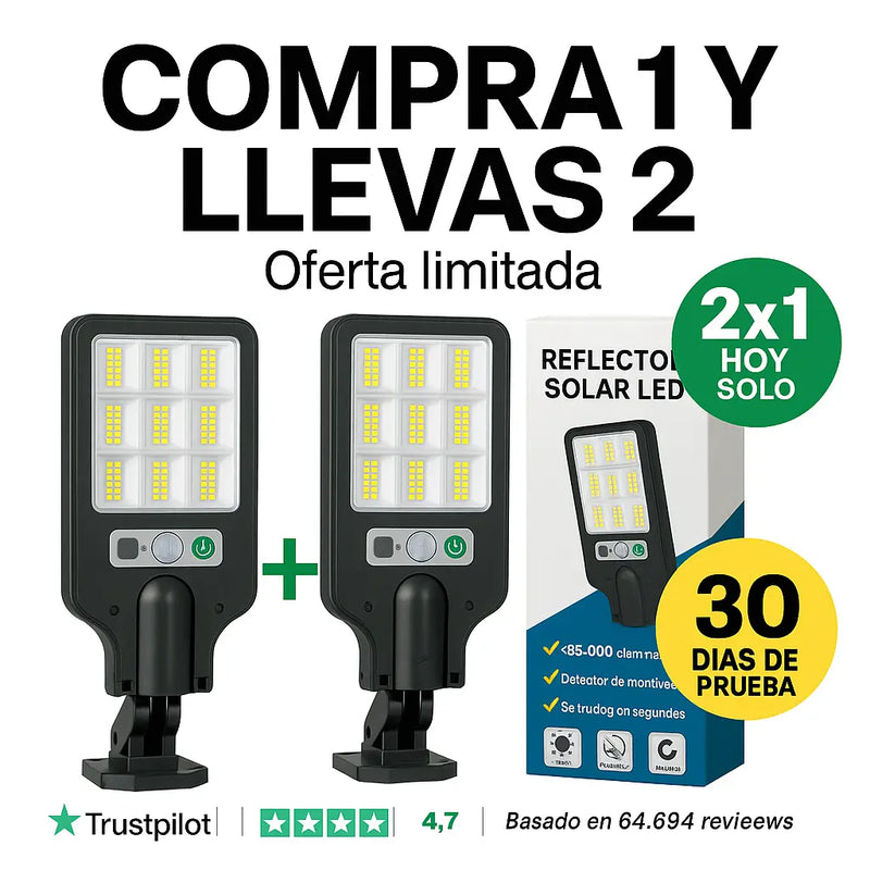 Reflector Solar LED (+Envío GRATIS). <span style="color: #000000;"><strong><span style="color: #ff2a00;">¡COMPRA 1 Y LLÉVATE 2!</span></strong></span>