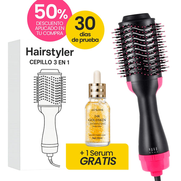 Cepillo Alisador HairStyler 3 en 1 + <span style="color: #000000;"><strong><span style="color: #ff2a00;">¡Serum Gratis!</span></strong></span>